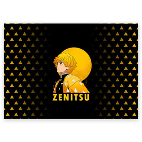 Поздравительная открытка с принтом ZENITSU Kimetsu no Yaiba в Тюмени, 100% бумага | плотность бумаги 280 г/м2, матовая, на обратной стороне линовка и место для марки
 | demon slayer | kamado | kimetsu no yaiba | nezuko | tanjiro | аниме | гию томиока | зеницу агацума | иноске хашибира | камадо | клинок | корзинная девочка | манга | музан кибуцуджи | незуко | рассекающий демонов | танджиро