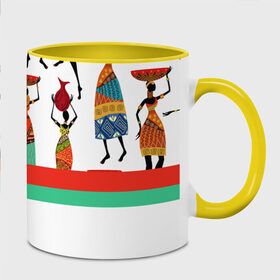Кружка с полной запечаткой с принтом Девушки в Тюмени, керамика | ёмкость 330 мл | африка | афроамериканки | девушки | линии | полосы | рисунок