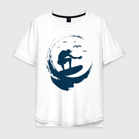 Мужская футболка хлопок Oversize с принтом Surf 2 в Тюмени, 100% хлопок | свободный крой, круглый ворот, “спинка” длиннее передней части | surf | usa | калифорния | лето | море