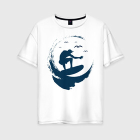 Женская футболка хлопок Oversize с принтом Surf 2 в Тюмени, 100% хлопок | свободный крой, круглый ворот, спущенный рукав, длина до линии бедер
 | surf | usa | калифорния | лето | море