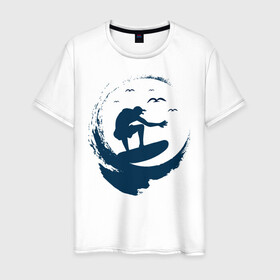 Мужская футболка хлопок с принтом Surf 2 в Тюмени, 100% хлопок | прямой крой, круглый вырез горловины, длина до линии бедер, слегка спущенное плечо. | surf | usa | калифорния | лето | море