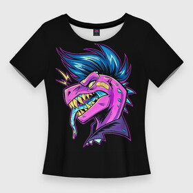 Женская футболка 3D Slim с принтом Ящер Пресли в Тюмени,  |  | змея | игуана | кислотное | музыка | панк | пресли | элвис | элвиспресли | ящер | ящерица