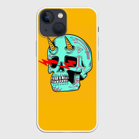 Чехол для iPhone 13 mini с принтом Черепок в Тюмени,  |  | граффити | кости | молнии | рога | рожки | скелет | тату | череп | черепок | черепушка