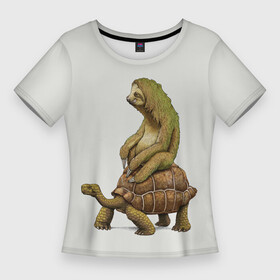 Женская футболка 3D Slim с принтом Тише едешь... А впрочем... в Тюмени,  |  | animal | land | road | sloth | speed | travel | turtle | walk | way | дорога | животные | запредельная | ленивец | неспешная | поездка | прогулка | путь | родео | скорость | сухопутная | черепаха