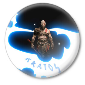 Значок с принтом Power of Kratos в Тюмени,  металл | круглая форма, металлическая застежка в виде булавки | Тематика изображения на принте: gad of war | game | games | god of war | god of wor | power | атрей | атрэй | бог войны | игра | игры | кратос