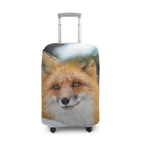 Чехол для чемодана 3D с принтом Лисичка на сугробе в Тюмени, 86% полиэфир, 14% спандекс | двустороннее нанесение принта, прорези для ручек и колес | fox | foxy | животное | звери | лиса | лисенок | лисичка | милая | рыжая | фокс