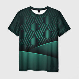 Мужская футболка 3D с принтом Luxury Green в Тюмени, 100% полиэфир | прямой крой, круглый вырез горловины, длина до линии бедер | green | luxury | versace | vip | абстракция | версаче | вип | паттерн | роскошь | текстуры
