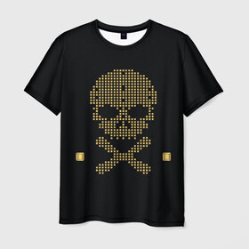 Мужская футболка 3D с принтом Пиратский через из золота в Тюмени, 100% полиэфир | прямой крой, круглый вырез горловины, длина до линии бедер | hell | skull | ад | скелет | ужасы | череп | черепушка