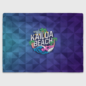 Плед 3D с принтом KAILUA BEACH в Тюмени, 100% полиэстер | закругленные углы, все края обработаны. Ткань не мнется и не растягивается | Тематика изображения на принте: kailua | акула | закат | море | отдых | отпуск | пальмы | пляж