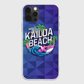 Чехол для iPhone 12 Pro с принтом KAILUA BEACH в Тюмени, силикон | область печати: задняя сторона чехла, без боковых панелей | Тематика изображения на принте: kailua | акула | закат | море | отдых | отпуск | пальмы | пляж