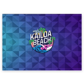 Поздравительная открытка с принтом KAILUA BEACH в Тюмени, 100% бумага | плотность бумаги 280 г/м2, матовая, на обратной стороне линовка и место для марки
 | Тематика изображения на принте: kailua | акула | закат | море | отдых | отпуск | пальмы | пляж