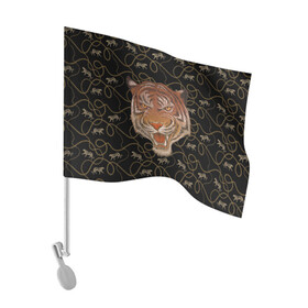 Флаг для автомобиля с принтом Морда тигра в Тюмени, 100% полиэстер | Размер: 30*21 см | большая кошка | полосатый | тигр | тигрица | хищник