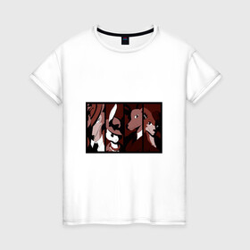 Женская футболка хлопок с принтом Beastars в Тюмени, 100% хлопок | прямой крой, круглый вырез горловины, длина до линии бедер, слегка спущенное плечо | animals | beastars | haru | juno | legoshi | ruis | выдающиеся | джуно | звери | зверолюди | легоси | луис | хару