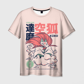 Мужская футболка 3D с принтом Anime Kuko Demon Yokai  в Тюмени, 100% полиэфир | прямой крой, круглый вырез горловины, длина до линии бедер | anime art | folklore | fox | illustration | japan | japanese | kanji | legend | red demon | satanic | void | аниме | аниме арт | городские легенды | демон | ёкай | иероглифы | иллюстрация | йокай | кандзи | лиса | манга | они | фольклор | япони