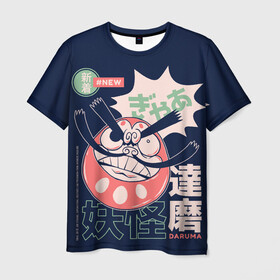 Мужская футболка 3D с принтом Anime Daruma Demon Yokai в Тюмени, 100% полиэфир | прямой крой, круглый вырез горловины, длина до линии бедер | anime art | folklore | illustration | japan | japanese | kanji | legend | red demon | satanic | аниме | аниме арт | городские легенды | дарума демон | демон | ёкай | иероглифы | иллюстрация | йокай | кандзи | манга | они | фольклор | япония | я