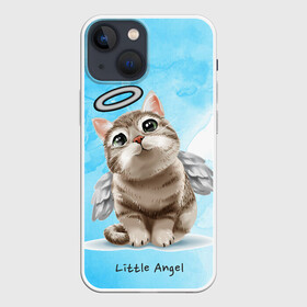 Чехол для iPhone 13 mini с принтом Little Angel в Тюмени,  |  | ангел | арт | графика | животные | звери | кот | нимб