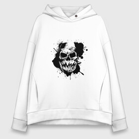 Женское худи Oversize хлопок с принтом Skull  в Тюмени, френч-терри — 70% хлопок, 30% полиэстер. Мягкий теплый начес внутри —100% хлопок | боковые карманы, эластичные манжеты и нижняя кромка, капюшон на магнитной кнопке | bone | bones | creepy | dead | death | halloween | horror | scary | skull | skulls | splash | the curse | голова | кости | ужасы | хоррор | череп