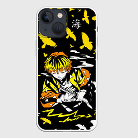 Чехол для iPhone 13 mini с принтом ЗЕНИЦУ АГАЦУМА в Тюмени,  |  | anime | demon slayer | kimetsu no yaiba. | zenitsu agatsuma | аниме | зеницу агацума | клинок рассекающий демонов | манга | мультик | мультфильм | поезд бесконечный | сериал