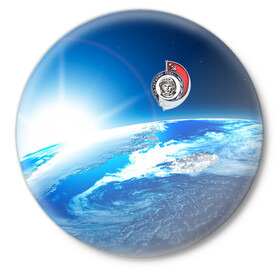Значок с принтом Юрий Гагарин Планета Земля в Тюмени,  металл | круглая форма, металлическая застежка в виде булавки | gagarin | гагарин | день космонавтики | космонавтика | космос | с гагариным | хорошего качества | юрий