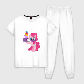 Женская пижама хлопок с принтом My Little Pony Pinkie Pie в Тюмени, 100% хлопок | брюки и футболка прямого кроя, без карманов, на брюках мягкая резинка на поясе и по низу штанин | applejack | friendship | mylittlepony | rainbow dash | twilight sparkle | waifu | вайфу | дружба это магия | друзья | кони | моя маленькая пони | мультфильм | пони | радуга | ренбоу деш | эплджек