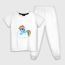 Детская пижама хлопок с принтом My Little Pony Rainbow Dash в Тюмени, 100% хлопок |  брюки и футболка прямого кроя, без карманов, на брюках мягкая резинка на поясе и по низу штанин
 | applejack | friendship | mylittlepony | rainbow dash | twilight sparkle | waifu | вайфу | дружба это магия | друзья | кони | моя маленькая пони | мультфильм | пони | радуга | ренбоу деш | эплджек