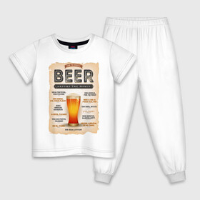 Детская пижама хлопок с принтом ПИВО НА ВСЕХ ЯЗЫКАХ МИРА в Тюмени, 100% хлопок |  брюки и футболка прямого кроя, без карманов, на брюках мягкая резинка на поясе и по низу штанин
 | Тематика изображения на принте: alchohol | beer | drink | заграница | напитки | пенное | солод | хмель | языки