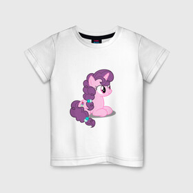Детская футболка хлопок с принтом Pony Pink Mammal Purple - Litt в Тюмени, 100% хлопок | круглый вырез горловины, полуприлегающий силуэт, длина до линии бедер | Тематика изображения на принте: applejack | friendship | mylittlepony | rainbow dash | twilight sparkle | waifu | вайфу | дружба это магия | друзья | кони | моя маленькая пони | мультфильм | пони | радуга | ренбоу деш | эплджек