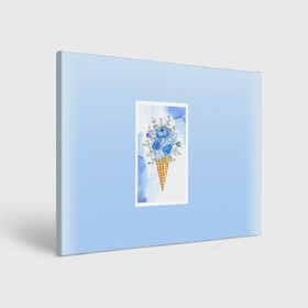 Холст прямоугольный с принтом Цветочный холодок в Тюмени, 100% ПВХ |  | Тематика изображения на принте: градиент | мороженое | мрамор | облака | рожок | розы | цветы