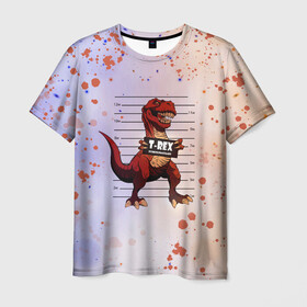 Мужская футболка 3D с принтом Динозавр | Преступник (Z) в Тюмени, 100% полиэфир | прямой крой, круглый вырез горловины, длина до линии бедер | dino | dinosauria | t rex | ti rex | дино | динозавр | парк юрского | т рекс | ти рекс | чудовище | юрский период | ящер | ящерица
