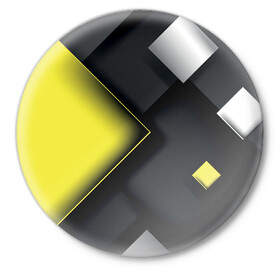 Значок с принтом Желто черный ромб в Тюмени,  металл | круглая форма, металлическая застежка в виде булавки | абстракция | желтое | крутое | молодежное | хайповое