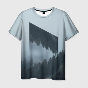 Мужская футболка 3D с принтом Атмосфера в Тюмени, 100% полиэфир | прямой крой, круглый вырез горловины, длина до линии бедер | воздух | горы | ели | женская | молодежь | мужская | отдых | природа | свобода | туман