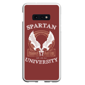 Чехол для Samsung S10E с принтом Spartan University в Тюмени, Силикон | Область печати: задняя сторона чехла, без боковых панелей | gad of war | game | games | god of war | god of wor | spartan | бог войны | игра | игры | кратос | спартанец