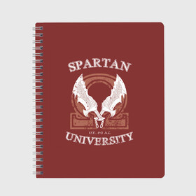 Тетрадь с принтом Spartan University в Тюмени, 100% бумага | 48 листов, плотность листов — 60 г/м2, плотность картонной обложки — 250 г/м2. Листы скреплены сбоку удобной пружинной спиралью. Уголки страниц и обложки скругленные. Цвет линий — светло-серый
 | gad of war | game | games | god of war | god of wor | spartan | бог войны | игра | игры | кратос | спартанец