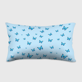 Подушка 3D антистресс с принтом Синие бабочки в Тюмени, наволочка — 100% полиэстер, наполнитель — вспененный полистирол | состоит из подушки и наволочки на молнии | blue | butterfly | emoji | smile | бабочки | насекомые | эмоджи