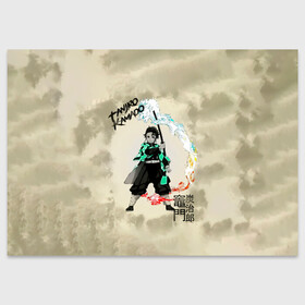 Поздравительная открытка с принтом Tanjiro Kamado Kimetsu no Yaiba в Тюмени, 100% бумага | плотность бумаги 280 г/м2, матовая, на обратной стороне линовка и место для марки
 | demon slayer | kamado | kimetsu no yaiba | nezuko | tanjiro | аниме | гию томиока | зеницу агацума | иноске хашибира | камадо | клинок | корзинная девочка | манга | музан кибуцуджи | незуко | рассекающий демонов | танджиро