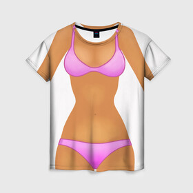 Женская футболка 3D с принтом Tanned body в Тюмени, 100% полиэфир ( синтетическое хлопкоподобное полотно) | прямой крой, круглый вырез горловины, длина до линии бедер | body | girl | perfect body | tan | tanned body | woman | womans body | девушка | женское тело | загар | идеальное тело | тело