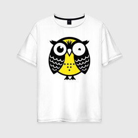 Женская футболка хлопок Oversize с принтом Уставшая сова в Тюмени, 100% хлопок | свободный крой, круглый ворот, спущенный рукав, длина до линии бедер
 | owl | owls | сова | совушка | совы | филин | фраза | юмор