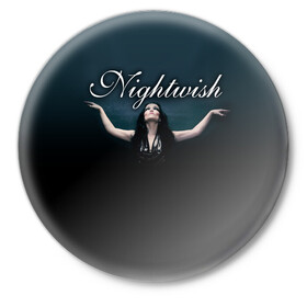 Значок с принтом Nightwish with Tarja в Тюмени,  металл | круглая форма, металлическая застежка в виде булавки | nightwish | tarja | tarja turanen | turunen | найтвиш | тарья | тарья турунен | турунен