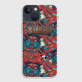 Чехол для iPhone 13 mini с принтом Valheim Viking pattern в Тюмени,  |  | fantasy | mmo | valheim | valve | валхейм | вальхейм | викинги | выживалка | игра | королевская битва | ммо | ролевая игра | фэнтази