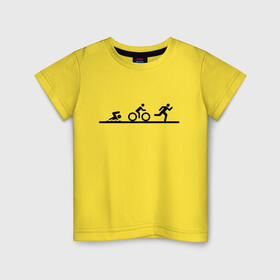 Детская футболка хлопок с принтом Троеборье в Тюмени, 100% хлопок | круглый вырез горловины, полуприлегающий силуэт, длина до линии бедер | ironman | tri | triathlon | бег | велосипед | велоспорт | выносливость | мультиспорт | плавание | сила | скорость | спорт | три | триатлон | троеборье | цикличный