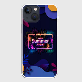 Чехол для iPhone 13 mini с принтом Летняя тропическая ночь в Тюмени,  |  | лето | листья | ночь | пальма | папоротник | тропики