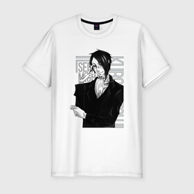 Мужская футболка хлопок Slim с принтом Себастьян Михаэлис в Тюмени, 92% хлопок, 8% лайкра | приталенный силуэт, круглый вырез ворота, длина до линии бедра, короткий рукав | sebastian michaelis