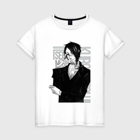 Женская футболка хлопок с принтом Себастьян Михаэлис в Тюмени, 100% хлопок | прямой крой, круглый вырез горловины, длина до линии бедер, слегка спущенное плечо | sebastian michaelis