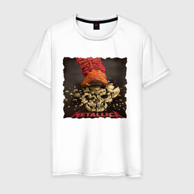 Мужская футболка хлопок с принтом METALLICA SKULL&BONES в Тюмени, 100% хлопок | прямой крой, круглый вырез горловины, длина до линии бедер, слегка спущенное плечо. | metallica | джеймс хэтфилд | кирк хэмметт | ларс ульрих | роберт трухильо