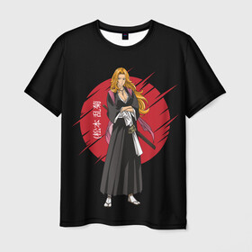 Мужская футболка 3D с принтом BLEACH - Rangiku Matsumoto в Тюмени, 100% полиэфир | прямой крой, круглый вырез горловины, длина до линии бедер | anime | bleach | hollow | ichigo | kurosaki | manga | mask | matsumoto | rangiku | samurai | shihoin | yoruichi | аниме | блич | ичиго | йоруичи | куросаки | манга | маска | мацумото | онимэ | рангику | самурай | шихоин