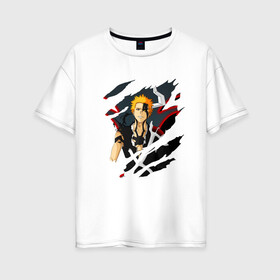 Женская футболка хлопок Oversize с принтом Ичиго Куросаки в Тюмени, 100% хлопок | свободный крой, круглый ворот, спущенный рукав, длина до линии бедер
 | bleach | kurosaki ichigo | аниме | блич | ичиго | куросаки | манга