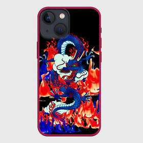 Чехол для iPhone 13 mini с принтом Огненный Дракон в Тюмени,  |  | akatsuki | beast | dragon | fire | акацуки | дракон | животные | зверь | змей | когти | облако | огонь | узор | чб | японский