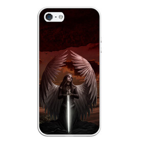 Чехол для iPhone 5/5S матовый с принтом Архангел. в Тюмени, Силикон | Область печати: задняя сторона чехла, без боковых панелей | ангел | архангел | девушка | крылья | меч