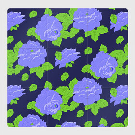Магнитный плакат 3Х3 с принтом Синие розы в Тюмени, Полимерный материал с магнитным слоем | 9 деталей размером 9*9 см | flowers | retro | roses | ретро | розы | цветы