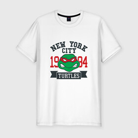 Мужская футболка хлопок Slim с принтом NYC Raphael в Тюмени, 92% хлопок, 8% лайкра | приталенный силуэт, круглый вырез ворота, длина до линии бедра, короткий рукав | Тематика изображения на принте: donatello | leonardo | michelangelo | ninja | pizza | raphael | turtles | донателло | животные | карате | комикс | комиксы | леонардо | микеланджело | мультфильм | мутант | мутанты | ниндзя | пицца | рафаэль | сплинтер | супергерой